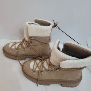 New Look Tan and Cream Winter Boots